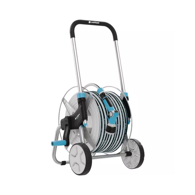 ENROULEUR METALLIQUE SUR ROUES TUYAU 50 METR - ref. CEL55060 | TP Agri