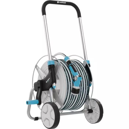 ENROULEUR METALLIQUE SUR ROUES TUYAU 25 METR - ref. CEL55065 | TP Agri