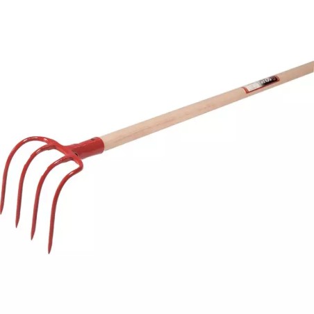 CROC A FUMIER 4 DENTS AVEC MANCHE BOIS 135CM - ref. 2424150 | TP Agri