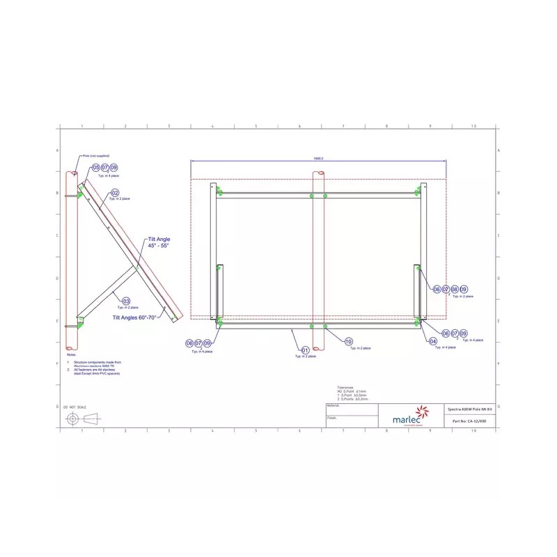 KIT DE FIXATION SUR MÂT POUR PANNEAU SOLAIRE - ref. 31308220 | TP Agri