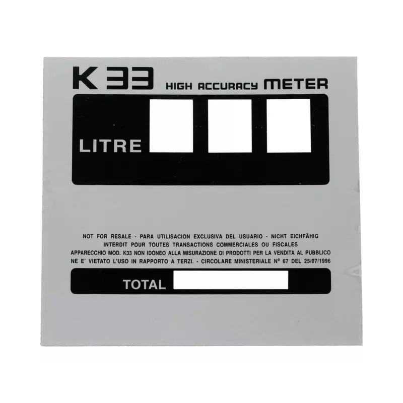 PLAQUE K33 PIUSI - ref. 227722 | TP Agri
