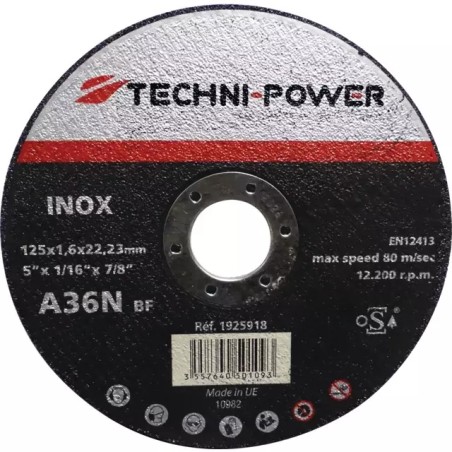 DISQUE A TRONCONNER FIN METAL INOX PLAT 125X1 - ref. 1925918 | TP Agri