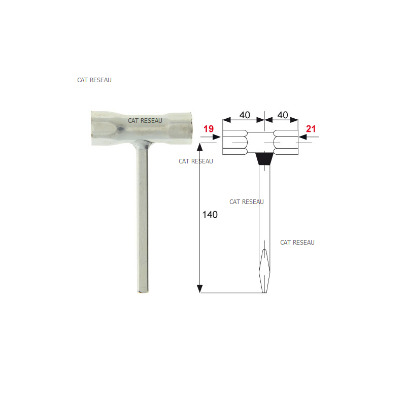 CLE A BOUGIE T 19x21 CARRE MALE 3/8 - ref. CLE01 | TP Agri
