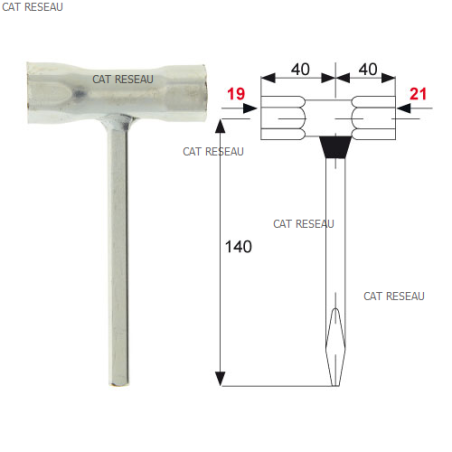 CLE A BOUGIE T 19x21 CARRE MALE 3/8 - ref. CLE01 | TP Agri