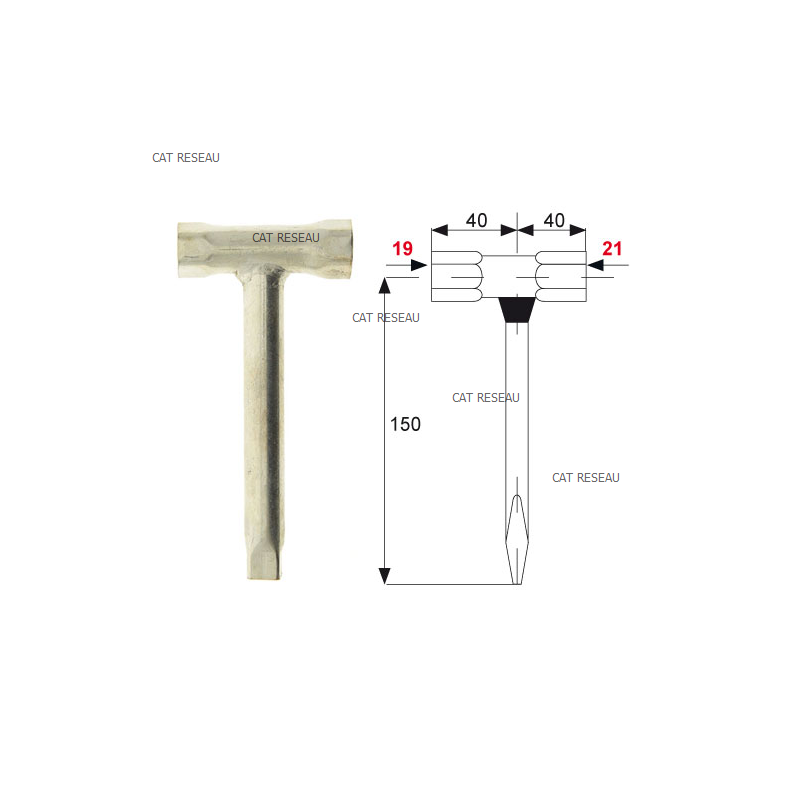 CLE A BOUGIE T 19x21 CARRE FEMELLE - ref. CLE02 | TP Agri