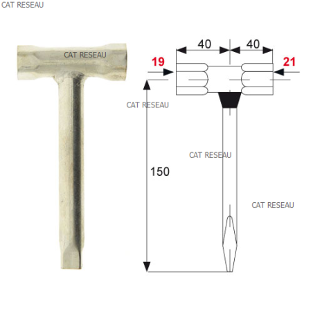 CLE A BOUGIE T 19x21 CARRE FEMELLE - ref. CLE02 | TP Agri