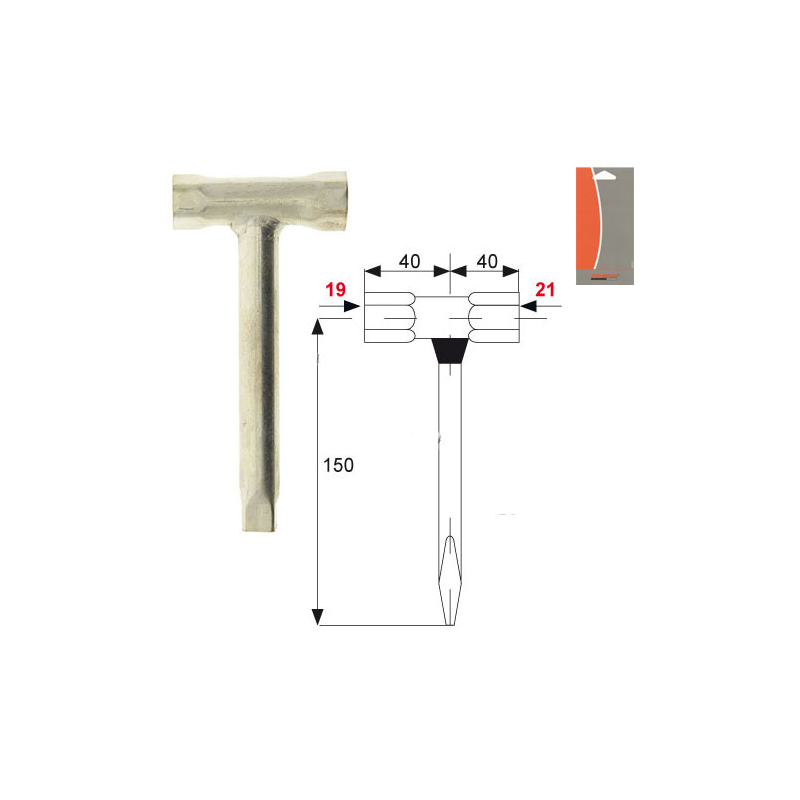 CLE BOUGIE VIDANGE 19X21 F - ref. CLE02B | TP Agri
