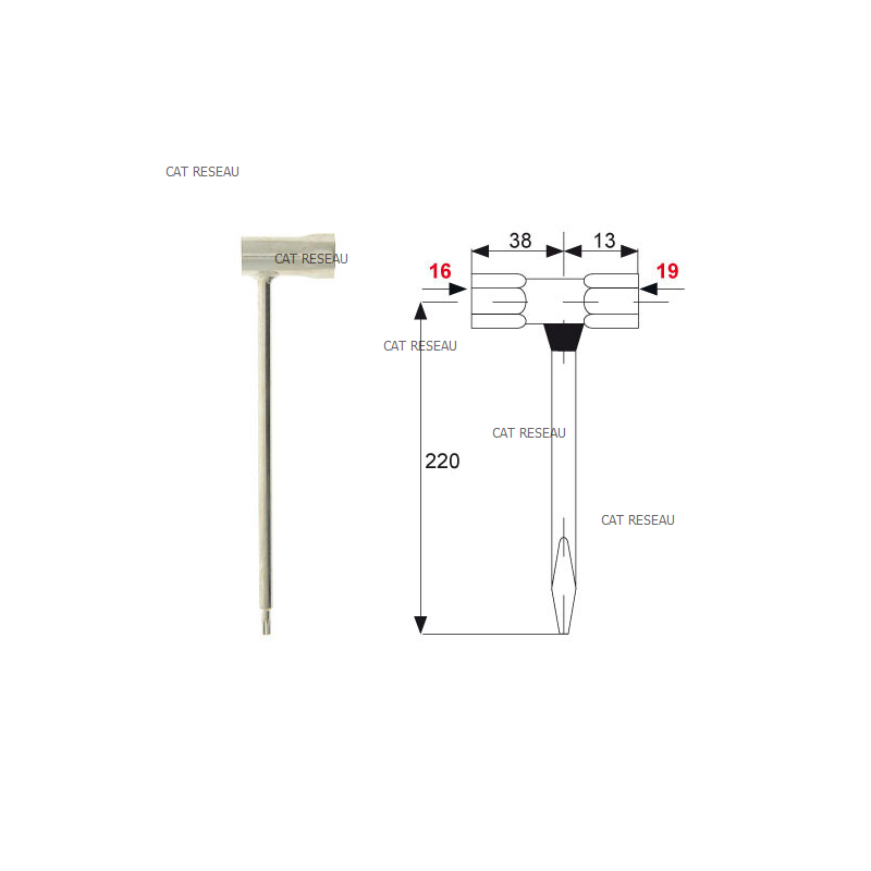 CLE A BOUGIE 16 X 19 TORX - ref. CLE09 | TP Agri