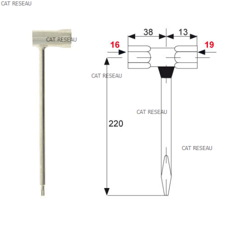 CLE A BOUGIE 16 X 19 TORX - ref. CLE09 | TP Agri