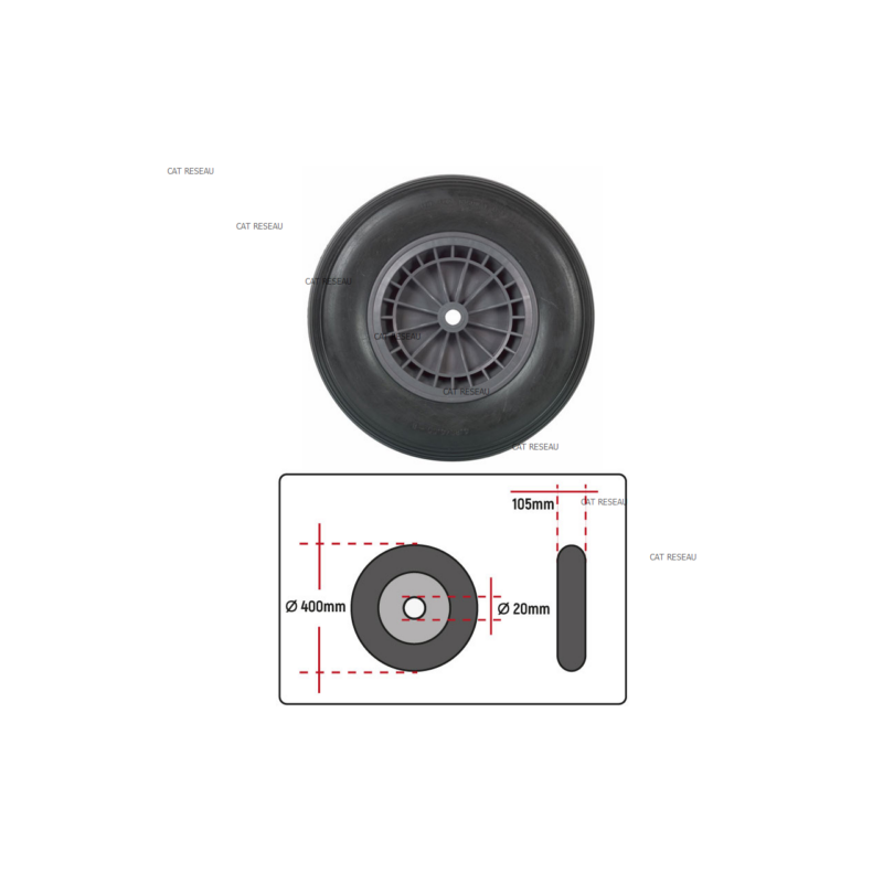 ROUE DE BROUETTE INCREVABLE AXE 20 - ref. 080341 | TP Agri