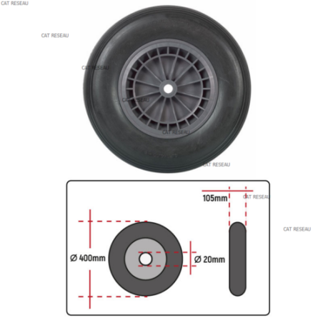 ROUE DE BROUETTE INCREVABLE AXE 20 - ref. 080341 | TP Agri