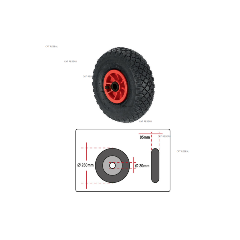 ROUE DE DIABLE 260mm AXE 20mm - ref. 080343 | TP Agri