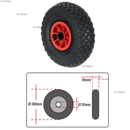ROUE DE DIABLE 260mm AXE 20mm - ref. 080343 | TP Agri