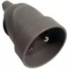 FICHE FEMELLE PLASTIQUE 10/16A GRIS 2P+T SORTIE DROITE