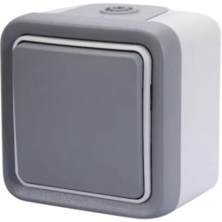 INTERRUPTEUR VA ET VIENT ETANCHE 10A 250V PLEXO GRIS COMPLET IP55 LEGRAND
