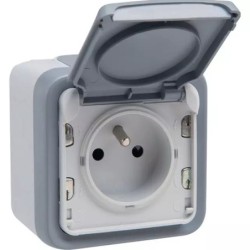 PRISE ETANCHE 2 POLES+TERRE 16A PLEXO IP 55 GRIS LEGRAND