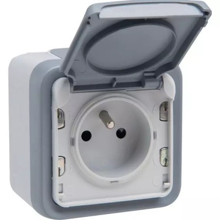 PRISE ETANCHE 2 POLES+TERRE 16A PLEXO IP 55 GRIS LEGRAND