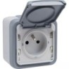 PRISE ETANCHE 2 POLES+TERRE 16A PLEXO IP 55 GRIS LEGRAND