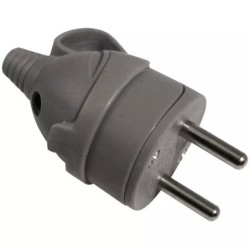 FICHE MALE ANNEAU+ERGOT-16A 2P + T- GRIS
