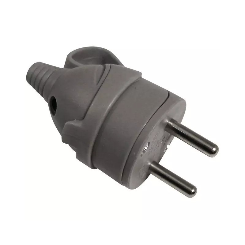 FICHE MALE ANNEAU+ERGOT-16A 2P + T- GRIS
