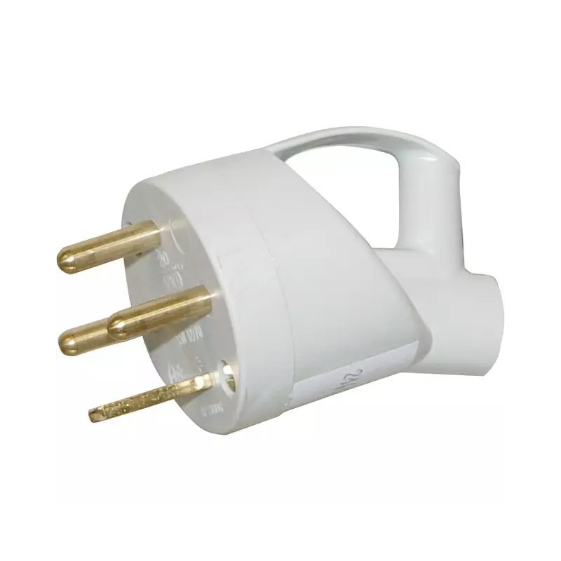 FICHE MALE PLASTIQUE 20A GRIS 3P+T SORTIE INCLINEE LEGRAND