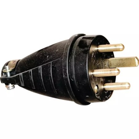 FICHE M 20A CAOUTCHOUC 3P+T SORTIE DROITE