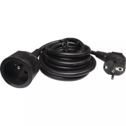 RALLONGE PROLONGATEUR ELECTRIQUE HO5VVF 3G1,5 2P+T MALE FEMELLE 16A NOIR 3M