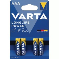 PILE ALCALINE 1,5V AAA LR03 LONGLIFE POWER BLISTER DE 4 VARTA