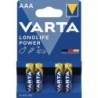 PILE ALCALINE 1,5V AAA LR03 LONGLIFE POWER BLISTER DE 4 VARTA