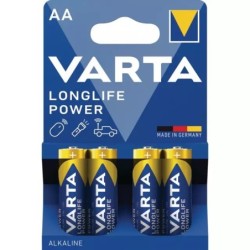 PILE ALCALINE 1,5V AA LR06 LONGLIFE POWER BLISTER DE 4 VARTA