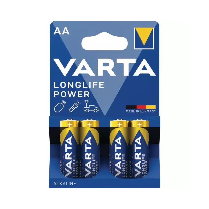 PILE ALCALINE 1,5V AA LR06 LONGLIFE POWER BLISTER DE 4 VARTA