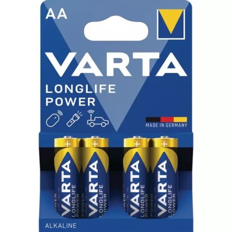 PILE ALCALINE 1,5V AA LR06 LONGLIFE POWER BLISTER DE 4 VARTA