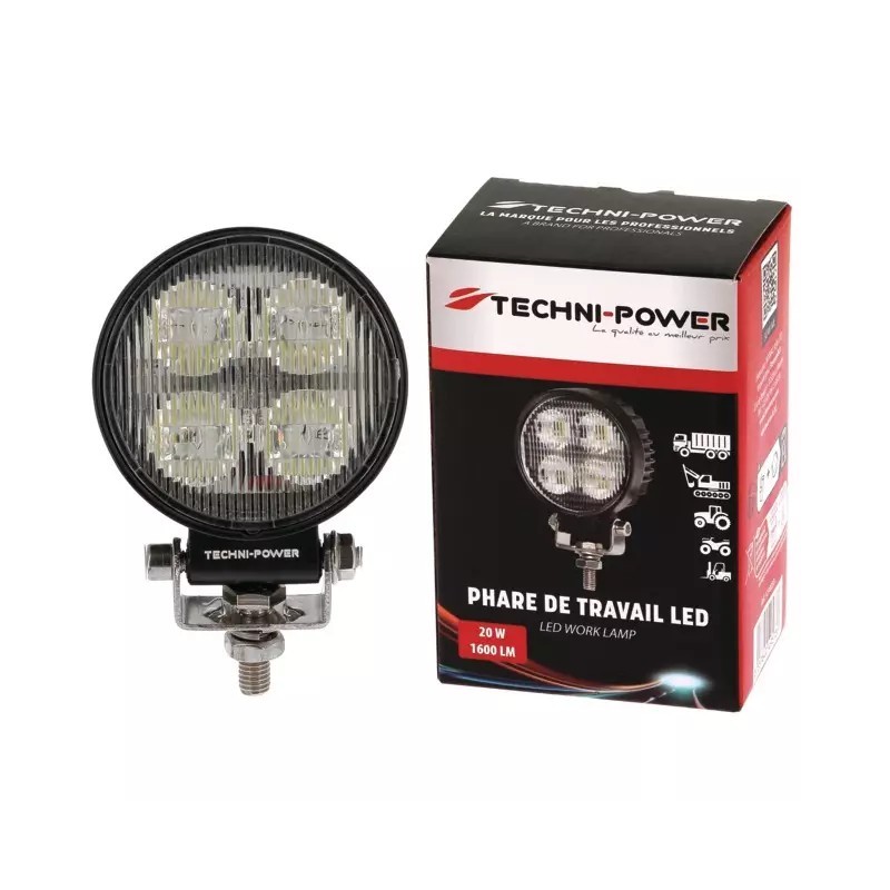 PHARE LED ROND 12/24V 20W 1600 LUMENS TECHNI-POWER