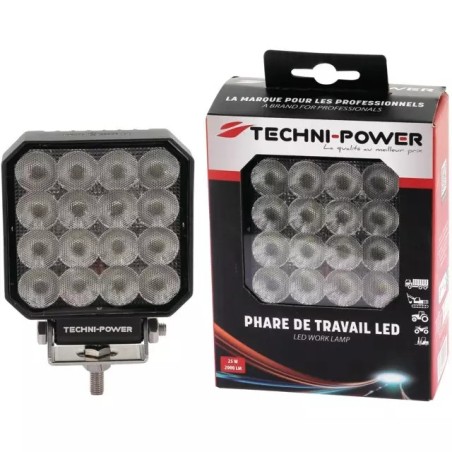 PHARE LED CARRE 12/24V 25W 2000 LUMENS TECHNI - ref. 1210252 | TP Agri
