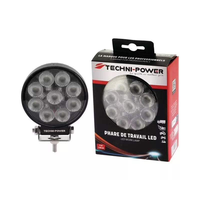 PHARE LED ROND 12/24V 15W 1500 LUMENS TECHNI-POWER
