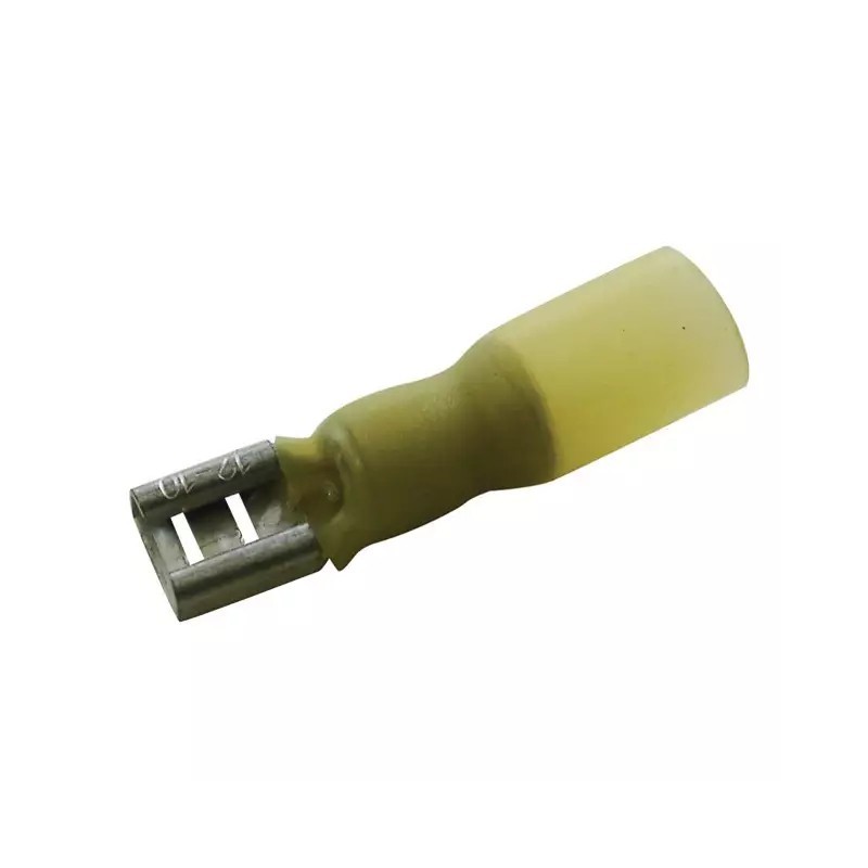 COSSE PLATE FEMELLE THERMORETRACTABLE JAUNE 6,3MM SACHET DE 50