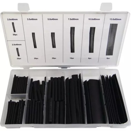 MANCHONS GAINE THERMORETRACTABLE NOIR 2 A 13 MM COFFRET DE 127 PIECES TECHNI-POWER