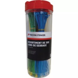 COLLIER NYLON 3,2X203 MM ASSORTIMENT DE COULEUR BOITE DE 300 TECHNI-POWER