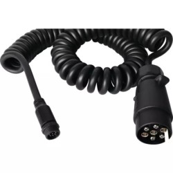PRISE 7 PLOTS MALE PLASTIQUE AVEC CABLE SPIRALE 5M CONNEXION RAPIDE MALE  8 PIN TECHNI-POWER