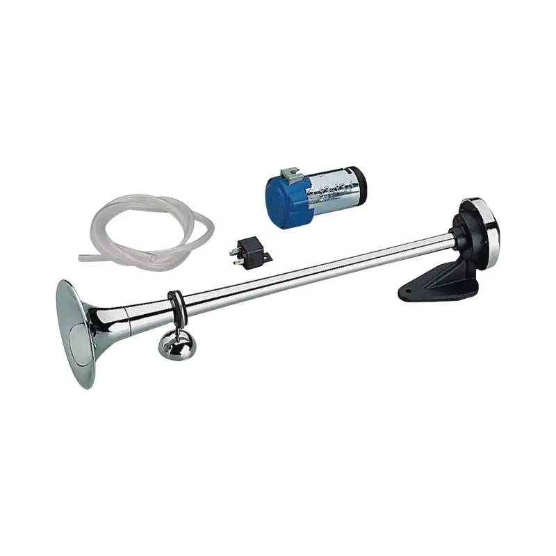 KLAXON TROMPETTE LAITON CHROME AVEC COMPRESSEUR