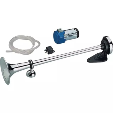 KLAXON TROMPETTE LAITON CHROME AVEC COMPRESSE - ref. 1252104 | TP Agri