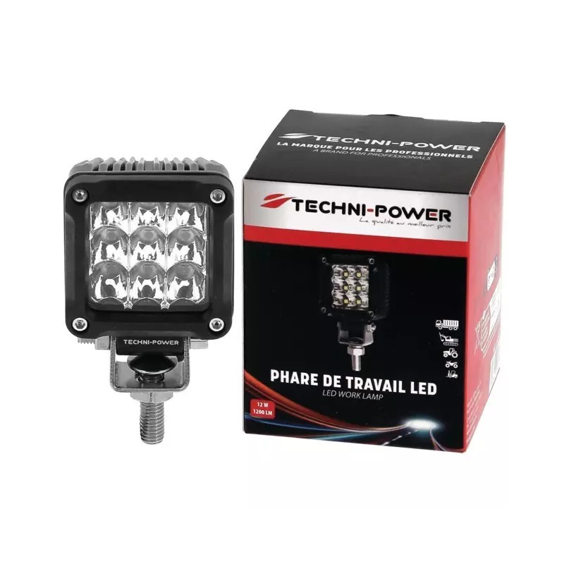 PHARE LED CARRE MINI 12/24V 12W 1200 LUMENS TECHNI-POWER