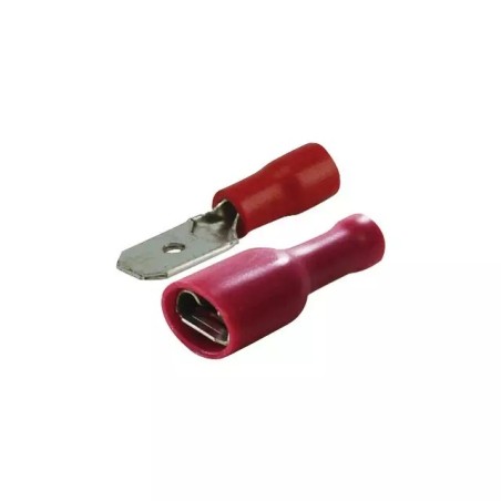 COSSE PLATE MALE FEMELLE ISOLEE ASSORTIMENT ROUGE 6,3MM BLISTER DE 22