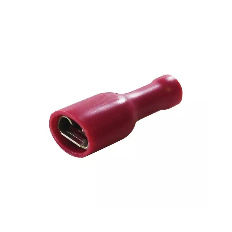 COSSE PLATE FEMELLE ROUGE ISOLEE 6,3MM BLISTER DE 15