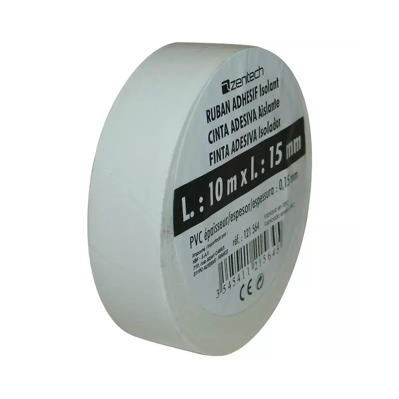 RUBAN ADHESIF ISOLANT 15 MM X 10M BLANC