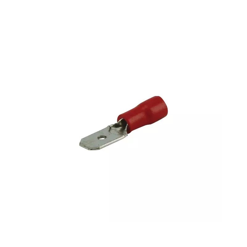 COSSE PLATE MALE ROUGE 6,3MM SACHET DE 100
