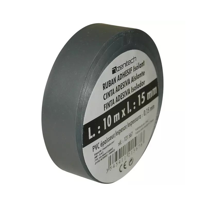 RUBAN ADHESIF ISOLANT 15 MM X 10M GRIS