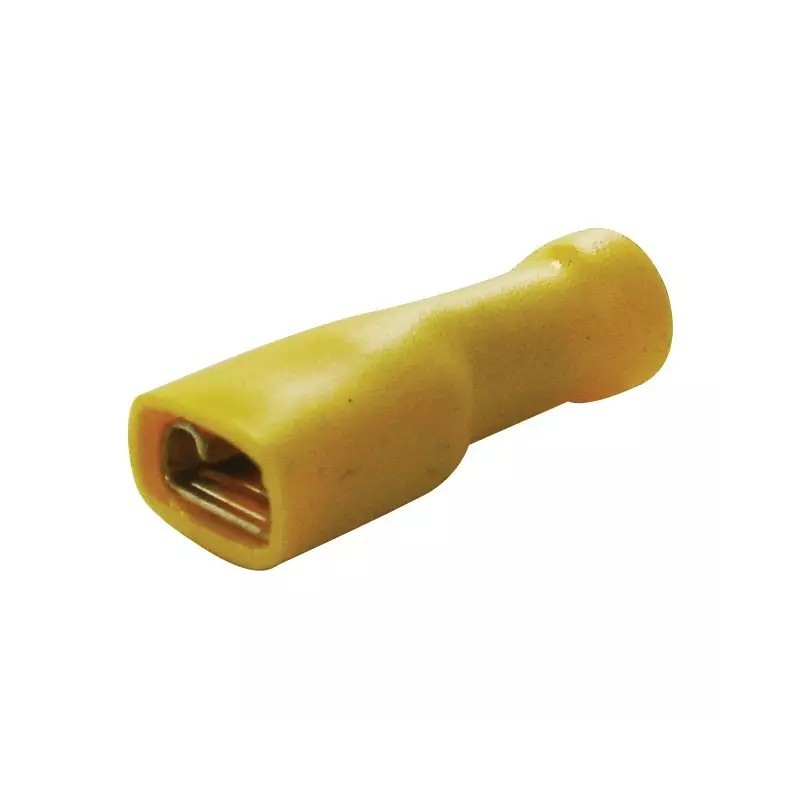 COSSE PLATE FEMELLE JAUNE ISOLEE 6,3MM SACHET DE 100