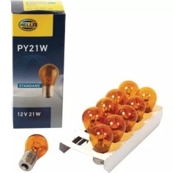 AMPOULE POIRETTE 12V 21W BAU15S ORANGE HELLA BOITE DE 10