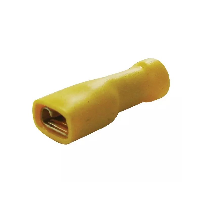 COSSE PLATE FEMELLE JAUNE ISOLEE 6,3MM BLISTER DE 13